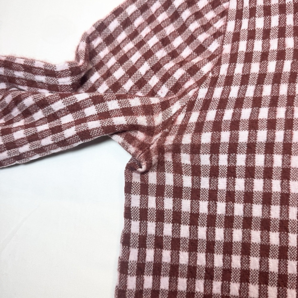 J. Crew Women 100% Italian Cashmere Sweater Cardigan L Featherweight Red Gingham - Picture 10 of 14